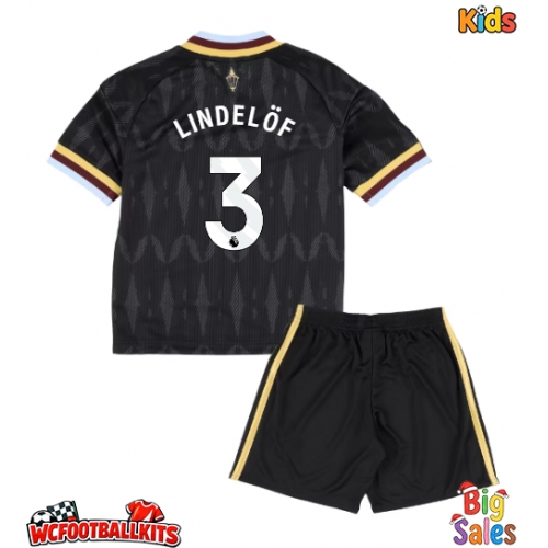 Aston Villa Victor Lindelof #3 Replica Away Stadium Kit for Kids 2026-27 Short Sleeve (+ pants)